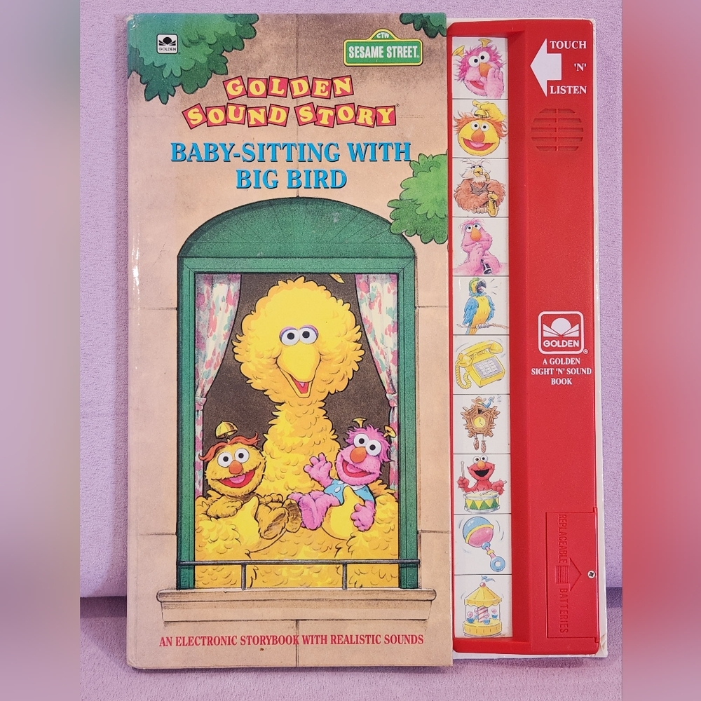 Vintage 1993 Golden Sound Story Sesame Street Baby-Sitting with Big Bird Book